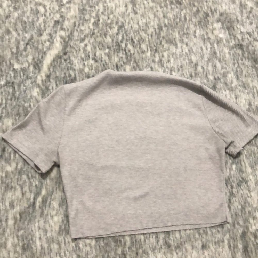 Mid turtle neck grey short sleeve crop top